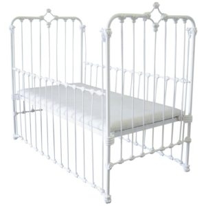 Baby Crib Geometric Finials in White Painted Finish Iron Metal