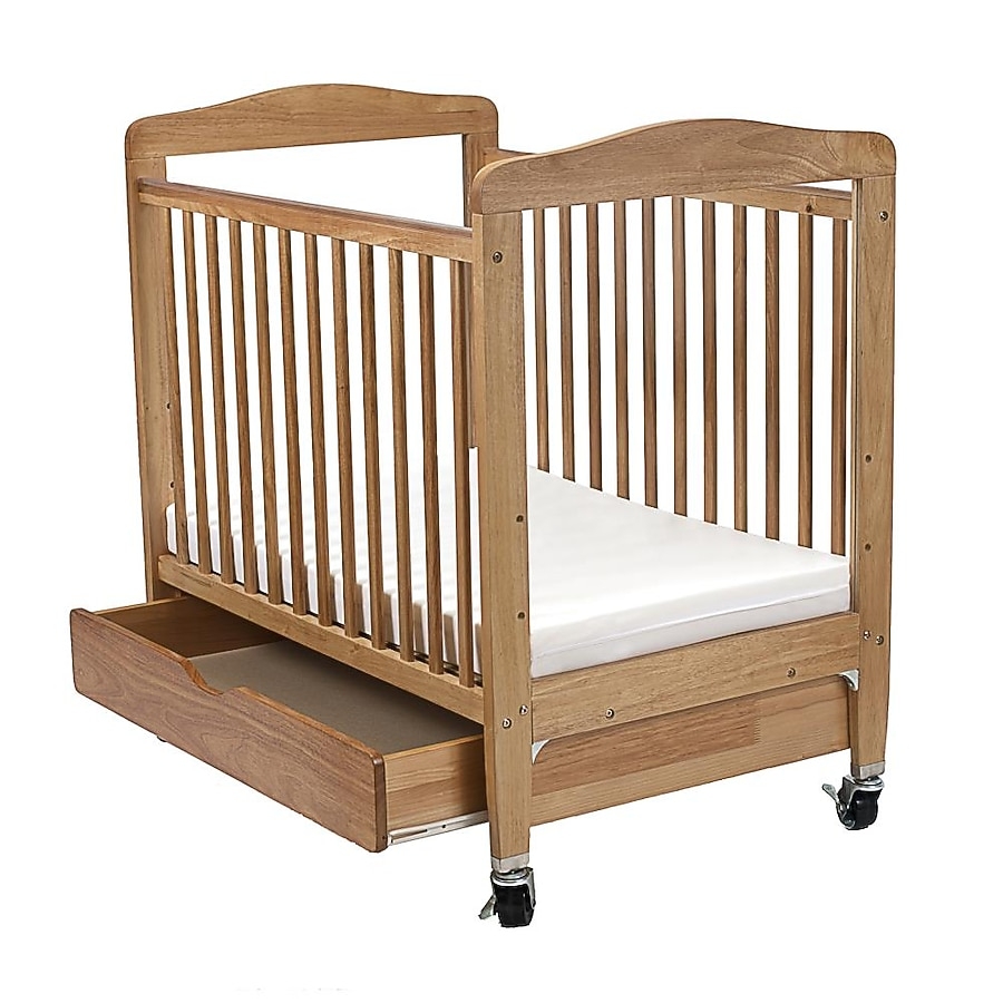 Baby Crib Locking Casters Arched Silhouette Storage Drawer