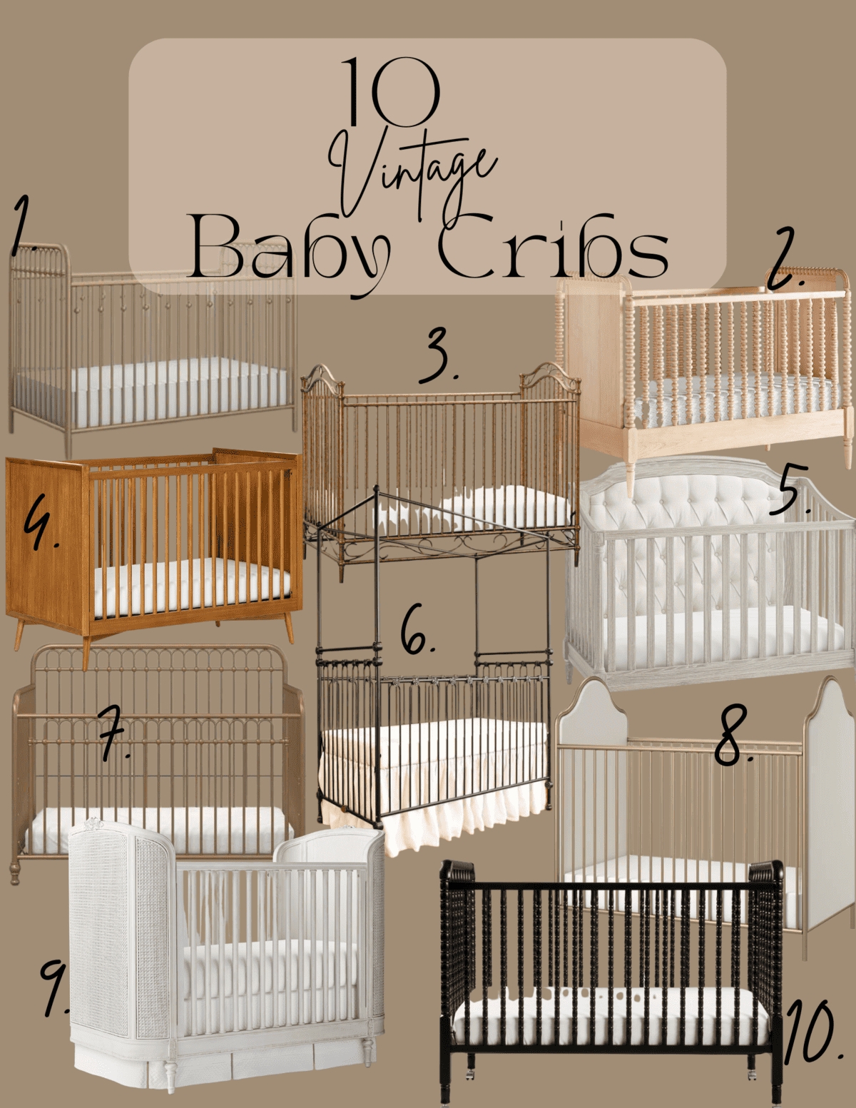 Baby Crib Spindle Rails and Woven Cane Panels Poster Canopy