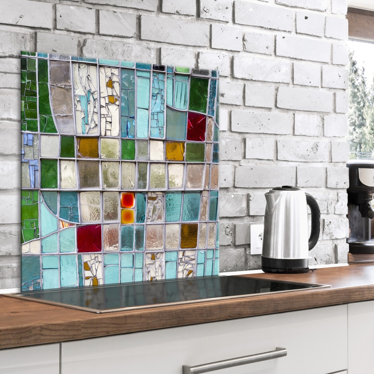 Backsplash Panel Stained Glass Mosaic Print Mosaic Glass Decor