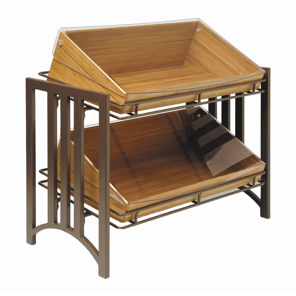 Bakery Rack: Mission Style Moroccan Brown Metal 2 Tier Bakery Rack