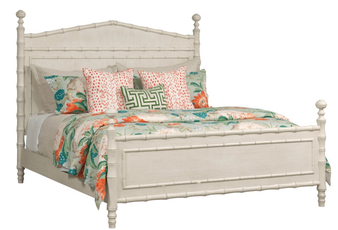Bamboo Bed Arched Headboard Egret White Coastal Bamboo King Bed