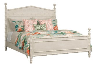 Bamboo Bed Arched Headboard Egret White Coastal Bamboo King Bed
