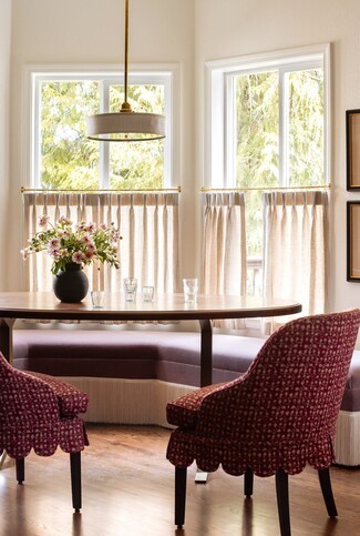 Banquette Seating: Fringe Trim and Scalloped Skirt Chairs