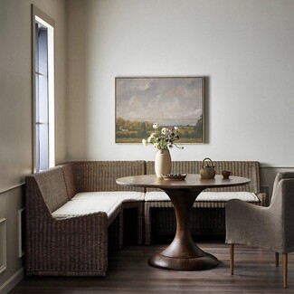 Banquette Seating: Woven Rattan Frame Organic Modern Nook