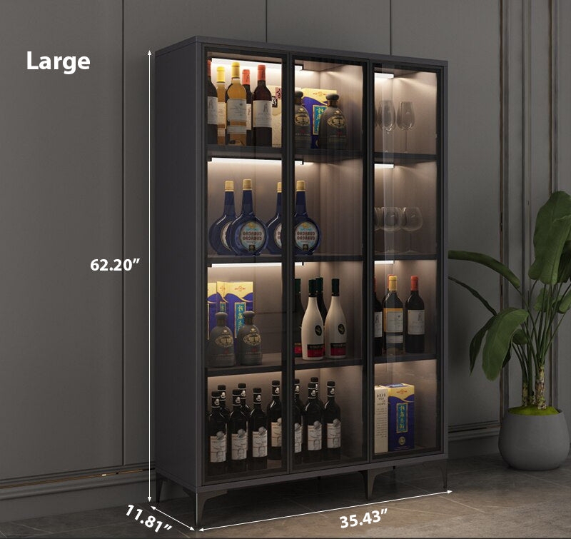 Bar Cabinet Charcoal Slim Depth with Three Door Unit