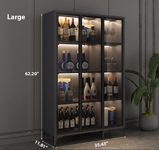Bar Cabinet Charcoal Slim Depth with Three Door Unit