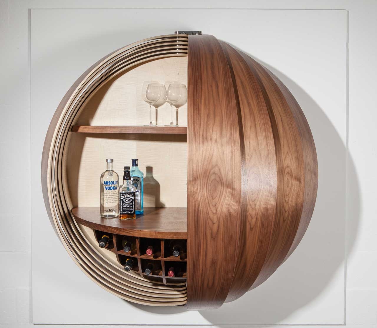 Bar Cabinet: Spherical Shape with Modern Nested Panels
