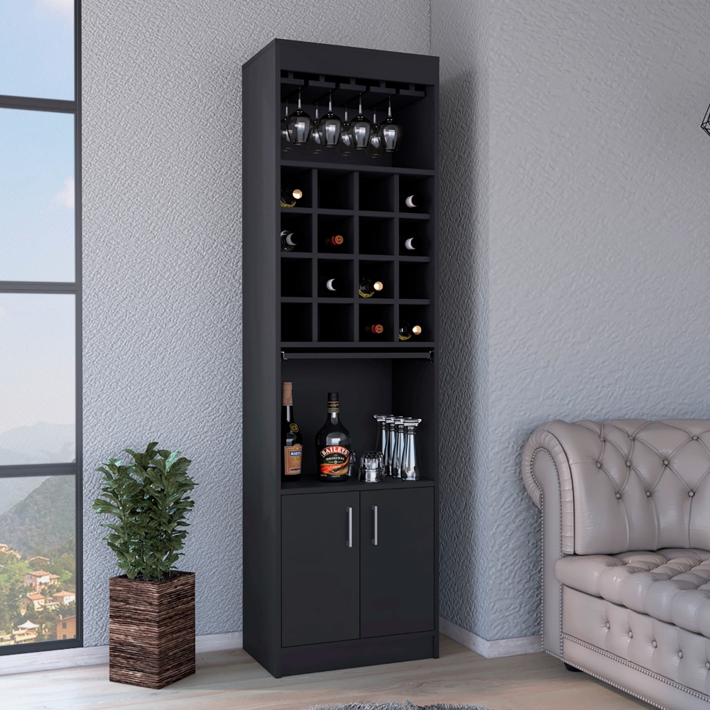 Bar Cabinet Tall Slim Profile Sixteen Wine Cubbies