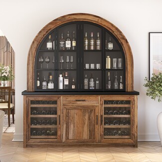 Bar Cabinet Two Tone with Arched Top Wine Storage
