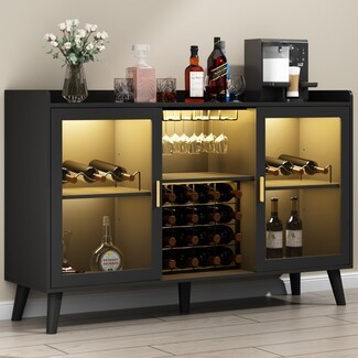 Bar Cabinet with 15 Bottle Grid Wine Storage Unit