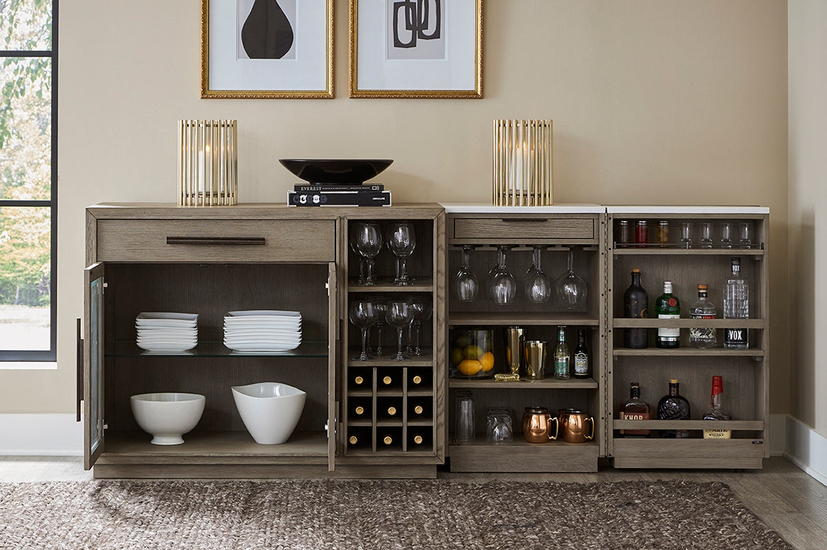 Bar Cabinet with Flip Out Door Storage and Modern Dining Server