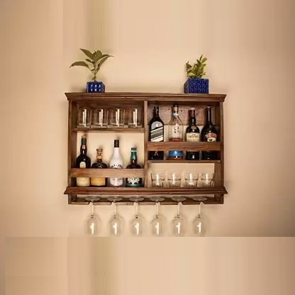 Bar Cabinet with Safety Rails and Rustic Wall Bar Cabinet
