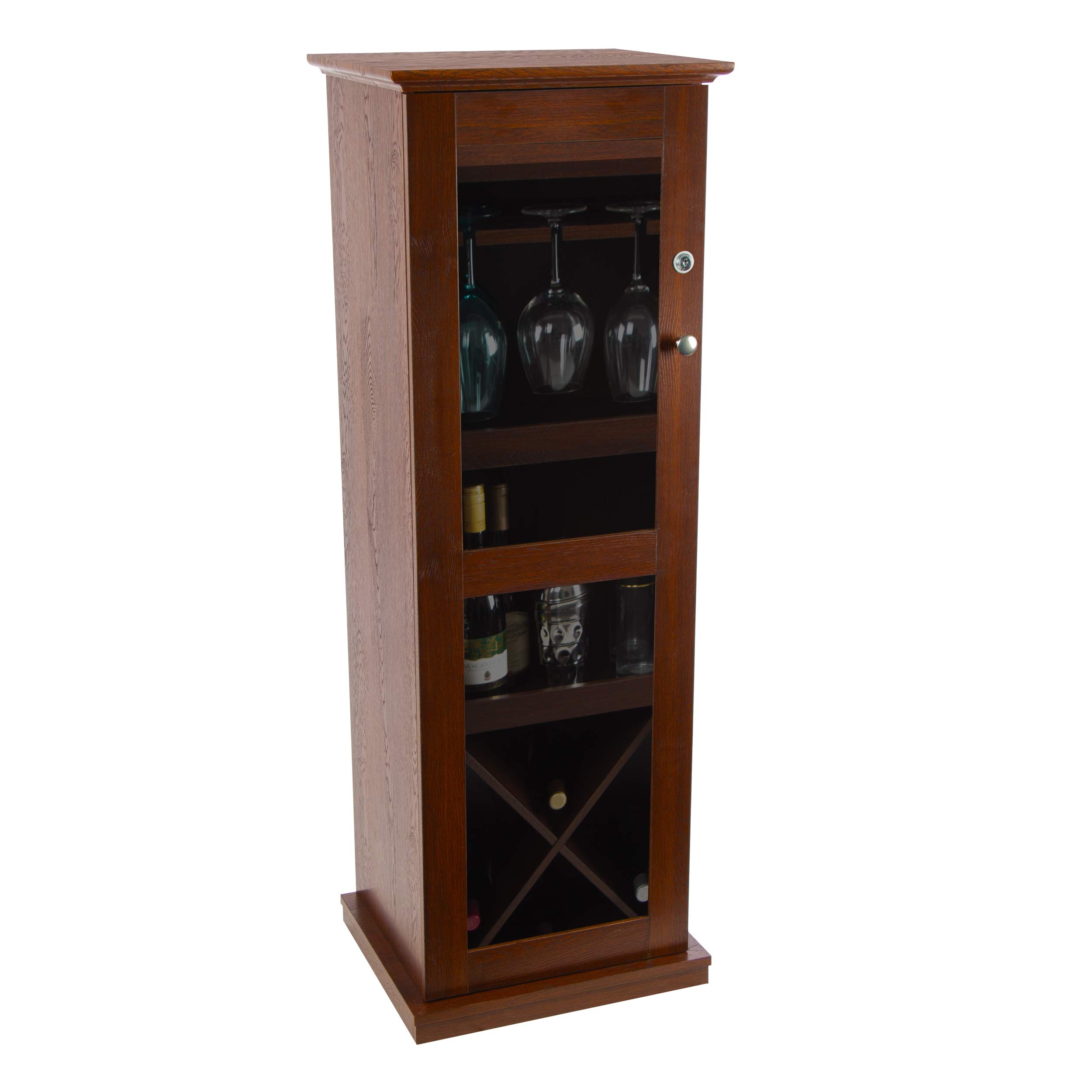 Bar Cabinet with Slim Profile and X Cross Wine Rack