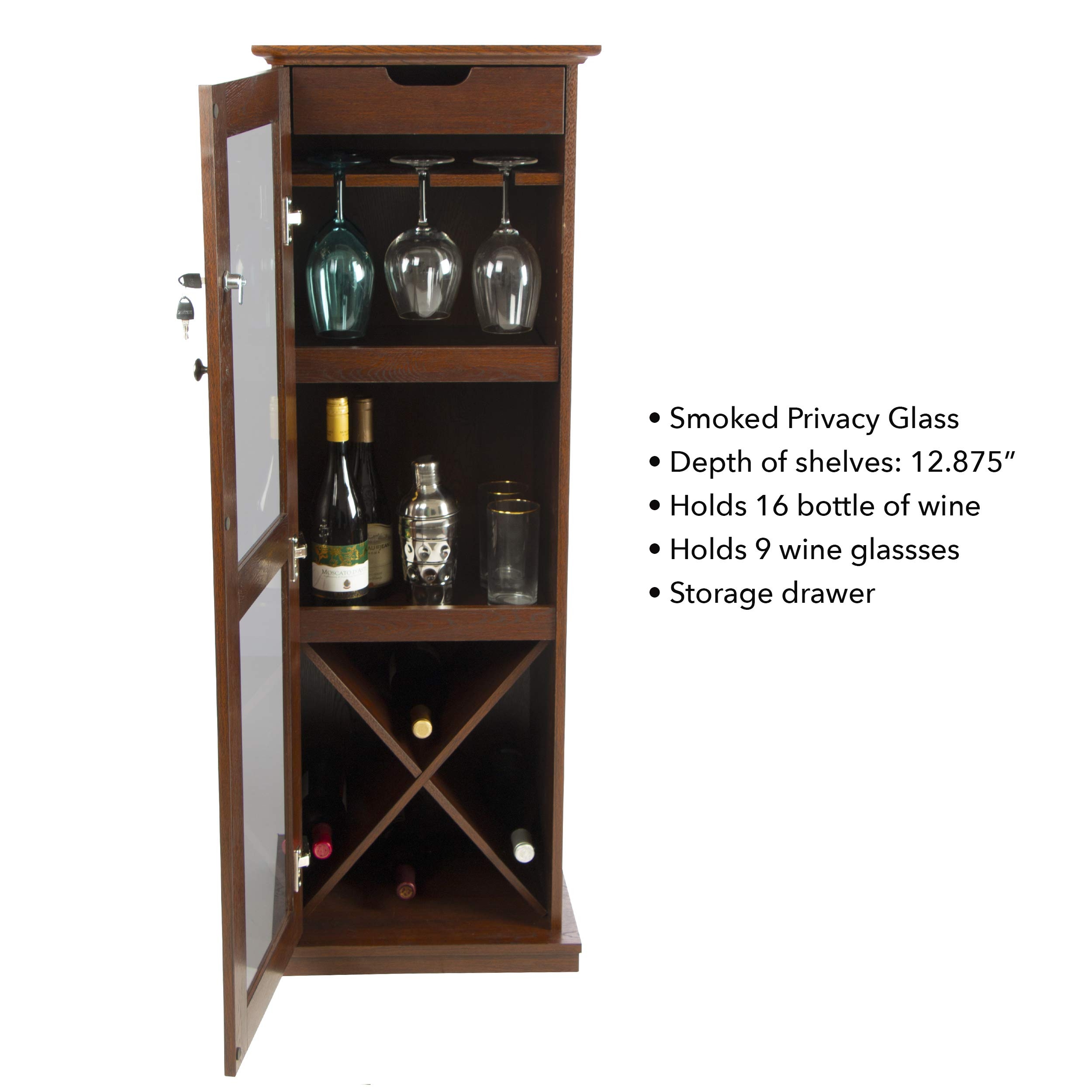 Bar Cabinet with Smoked Privacy Glass and Locking Door