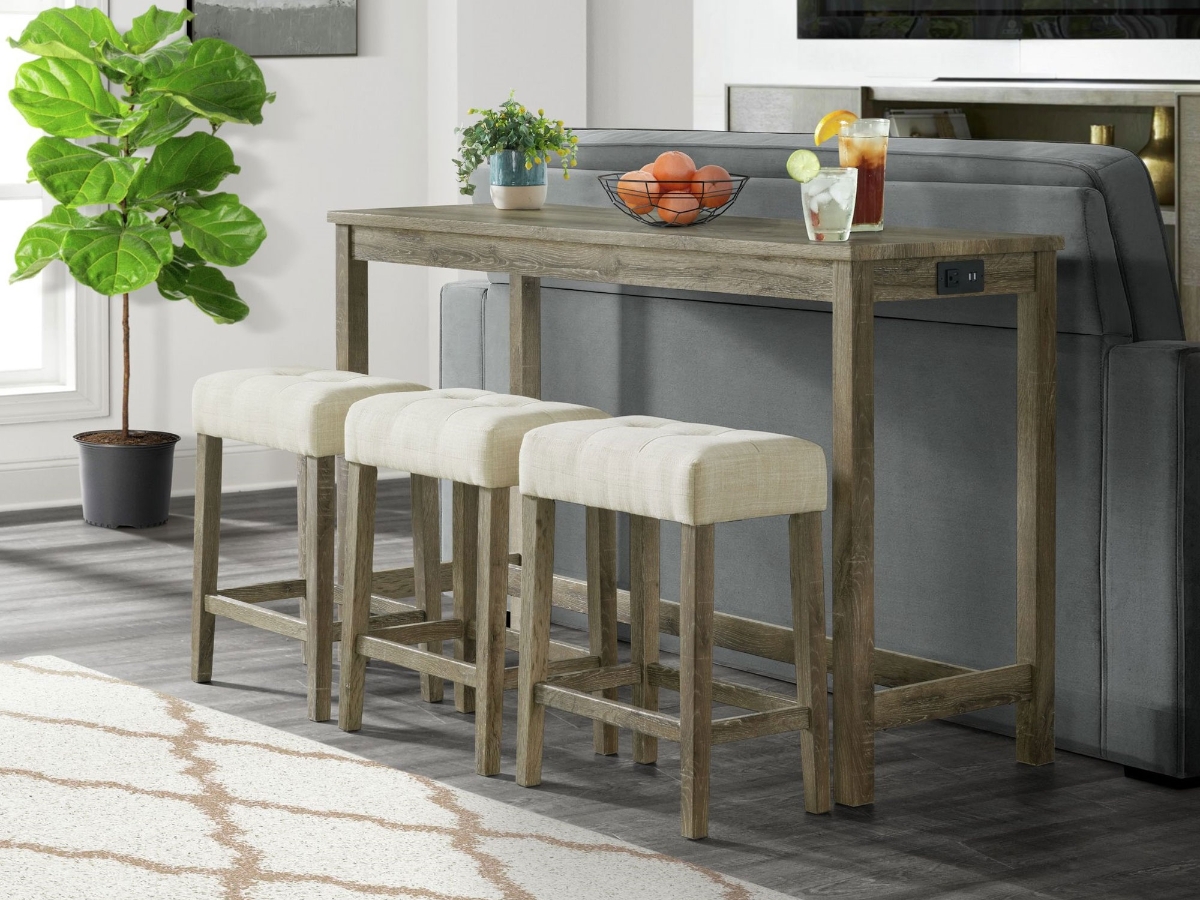 Bar Console Set Tufted Seats Multifunctional Living Room