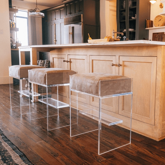 Bar Stool: Acrylic Slab Legs for Kitchen Island Seating