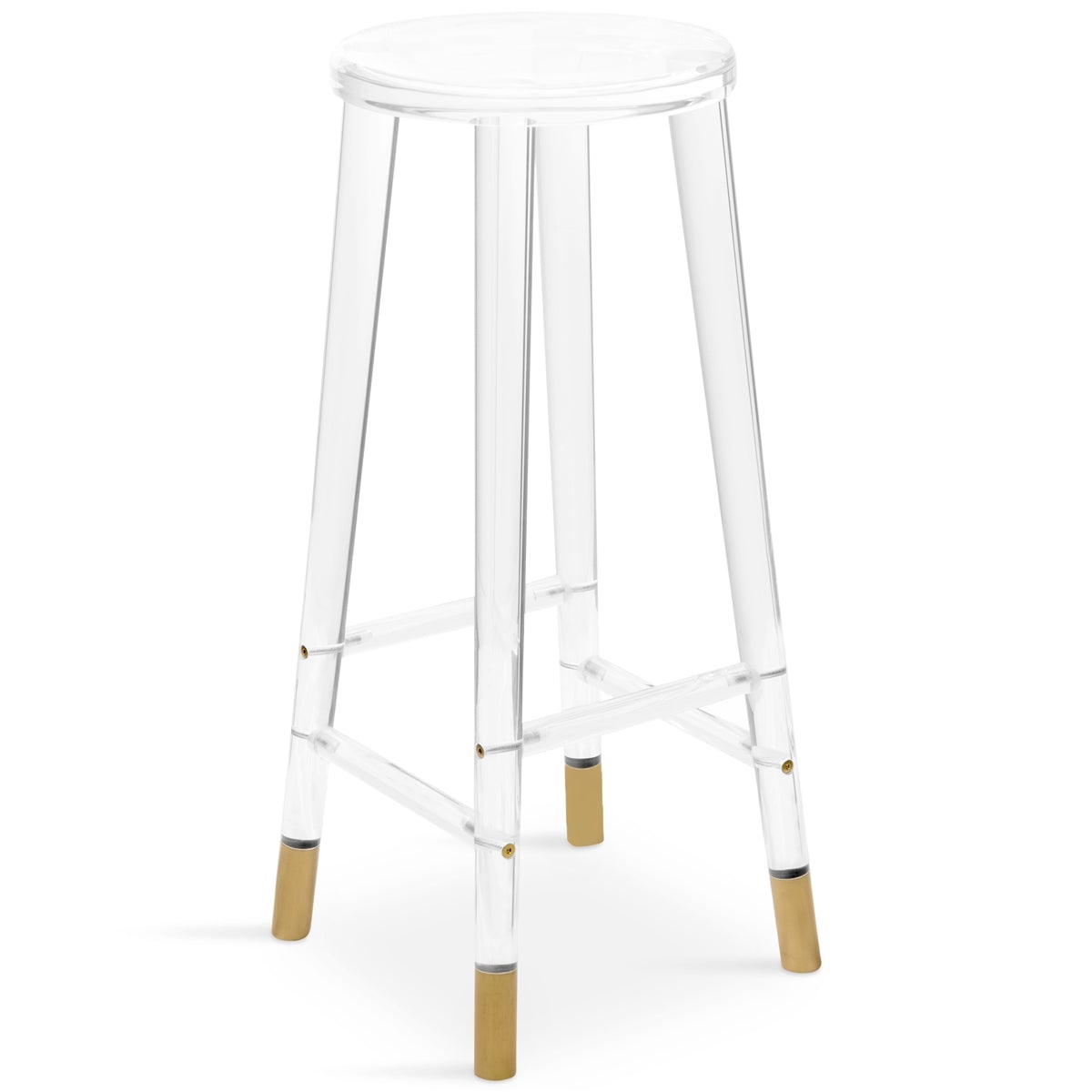 Bar Stool: Backless Design with Glam Metallic Gold Caps