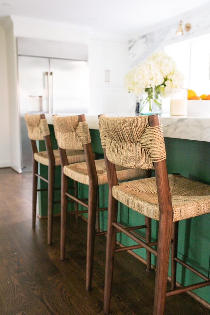 Bar Stool featuring Woven Rope Back and Emerald Island Contrast