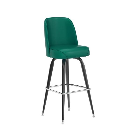 Bar Stool Forest Green Chrome Footrest Bucket Seat Bar Stool