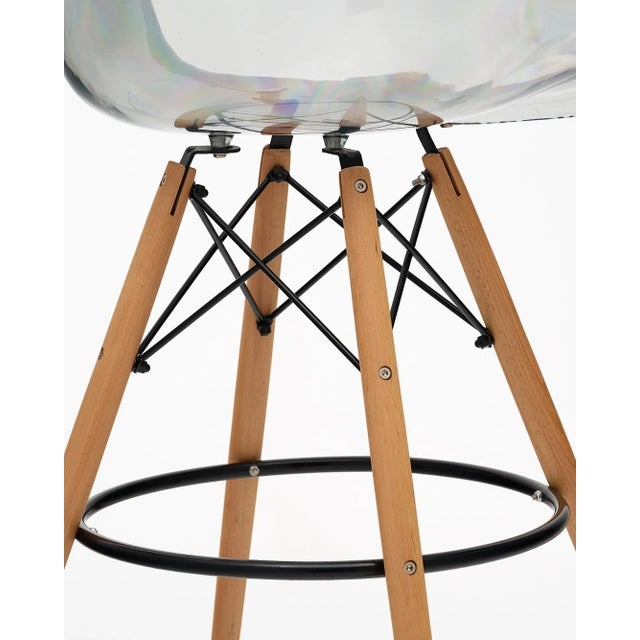 Bar Stool: Iridescent Acrylic Seat with Eiffel Wire Base