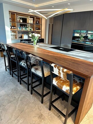 Bar Stool: Luxury Kitchen Island Matte Black Hide Seating
