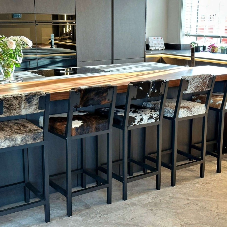 Bar Stool: Luxury Open Back Square Metal Hide Stool