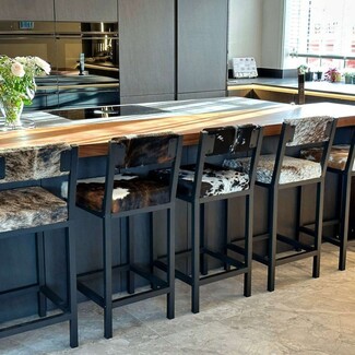 Bar Stool: Luxury Open Back Square Metal Hide Stool