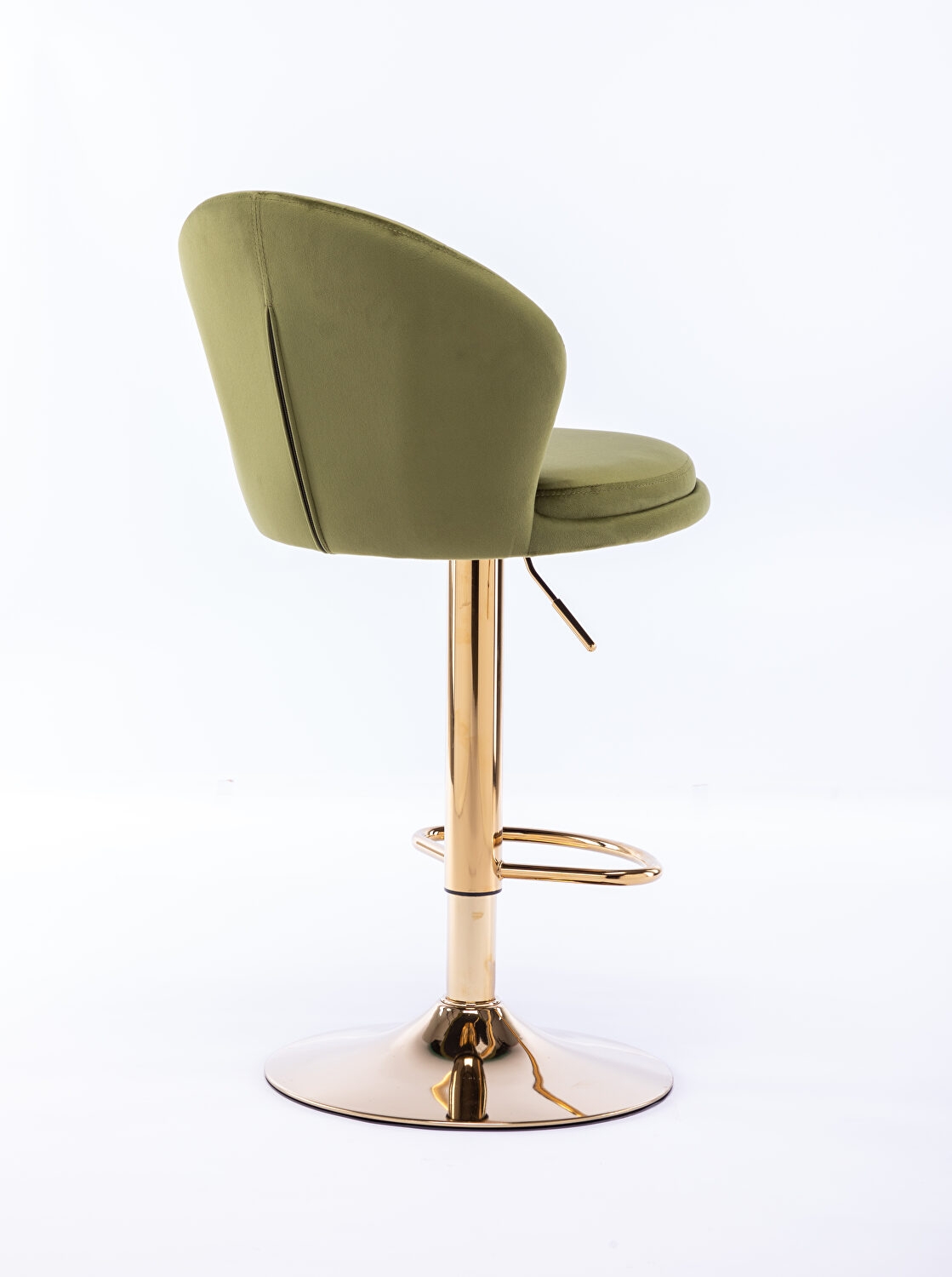 Bar Stool Olive Green Vertical Back Seam Swivel Stool