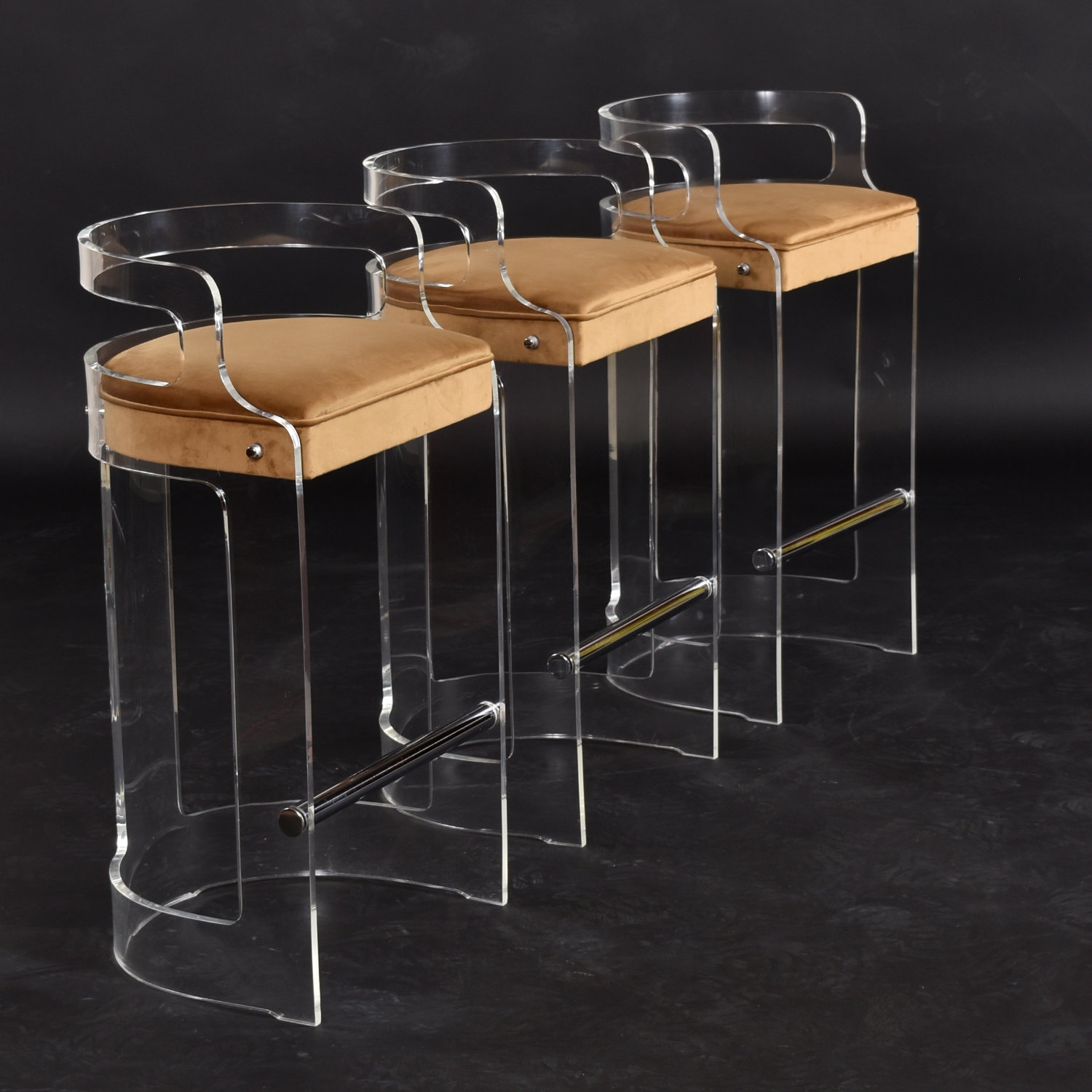 Bar Stool: Sculptural Silhouette with Honey Tan Velvet