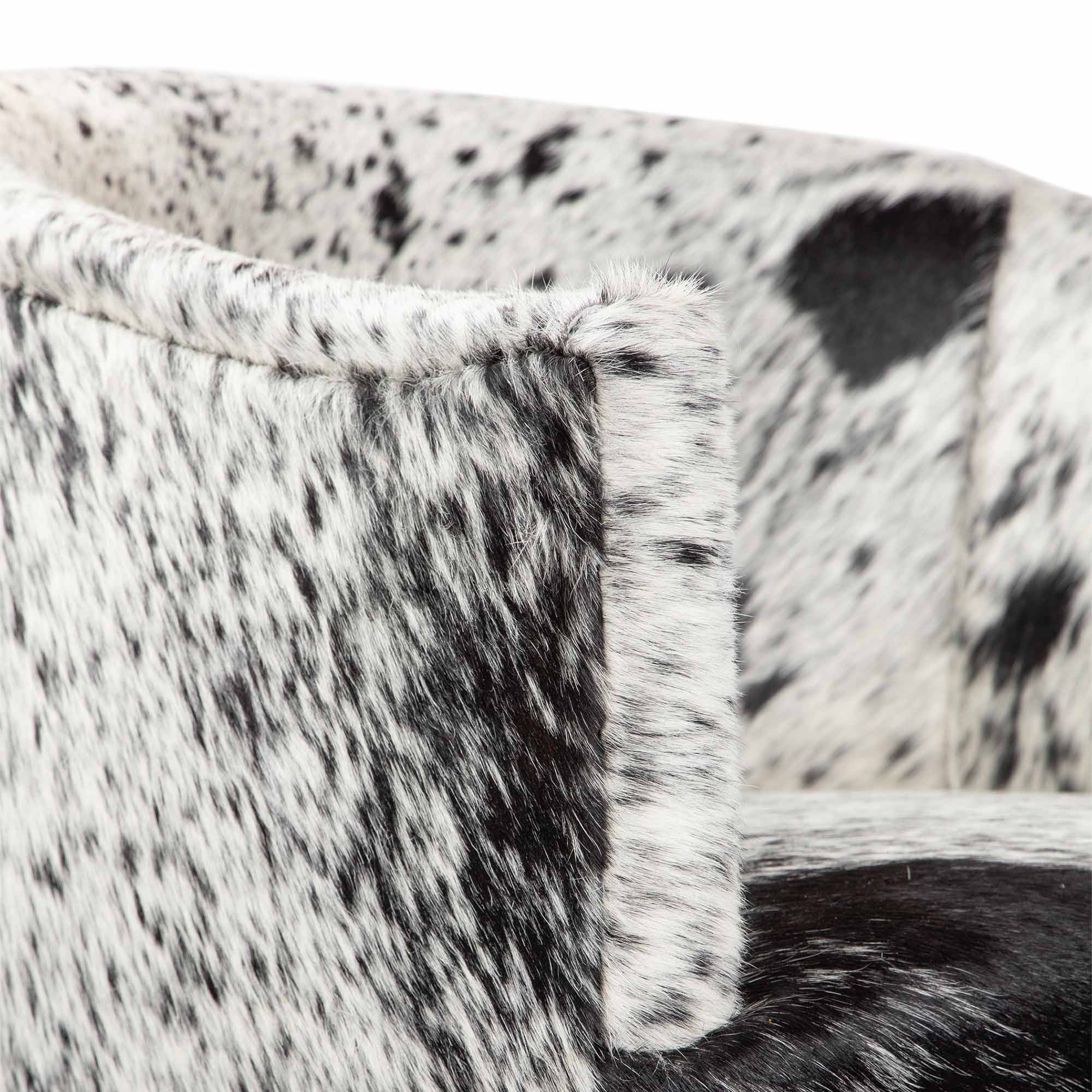 Bar Stool: Speckled Fur Salt and Pepper Barrel Stool