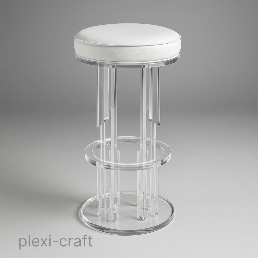 Bar Stool: Swivel Seat with Architectural Icicle Legs