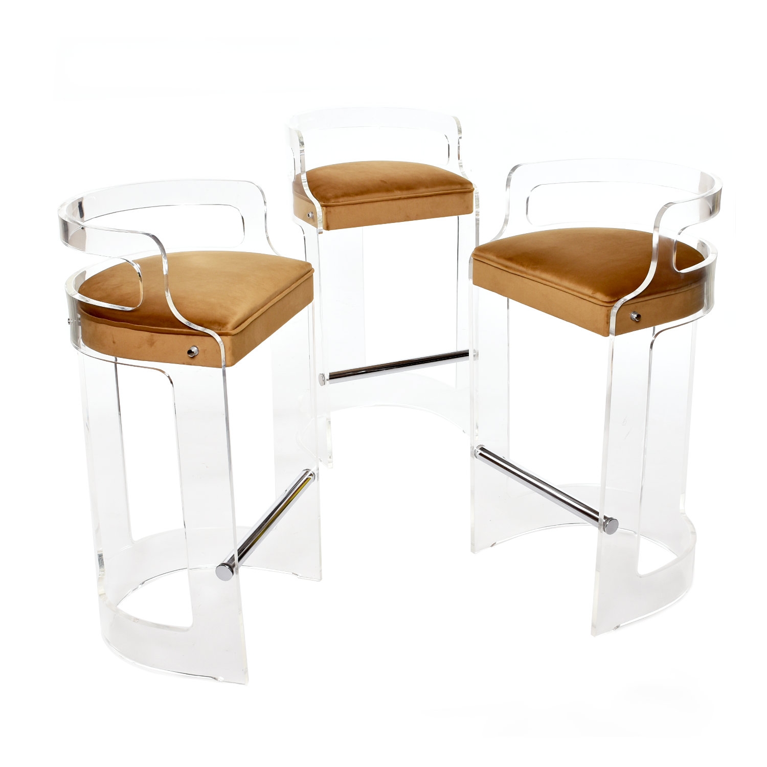 Bar Stool: U Shaped Base with Curved Lucite Frames