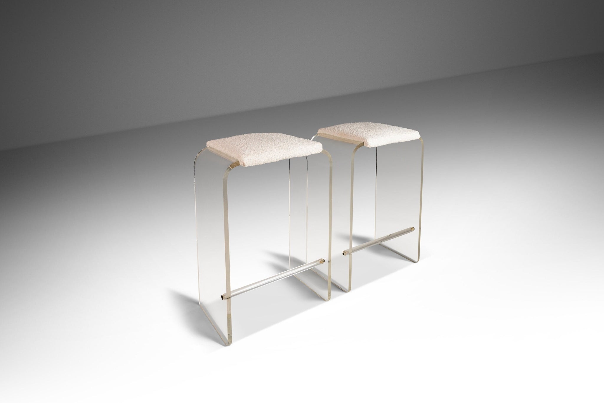 Bar Stool: Waterfall Silhouette in Textured Boucle Fabric