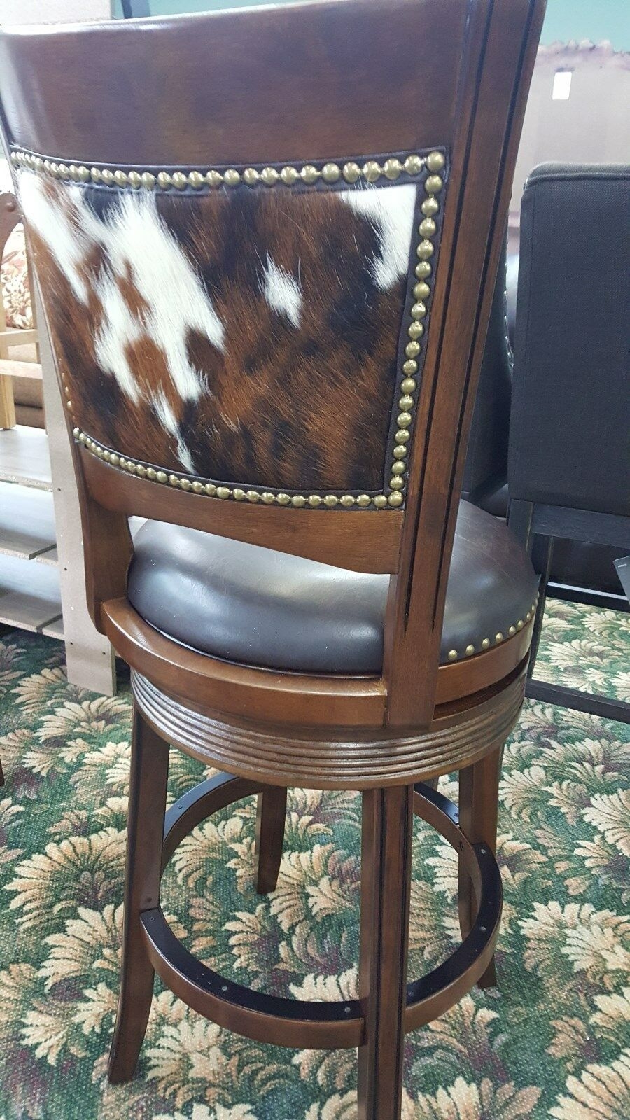 Bar Stool with Hair On Hide Insert and Swivel Seat