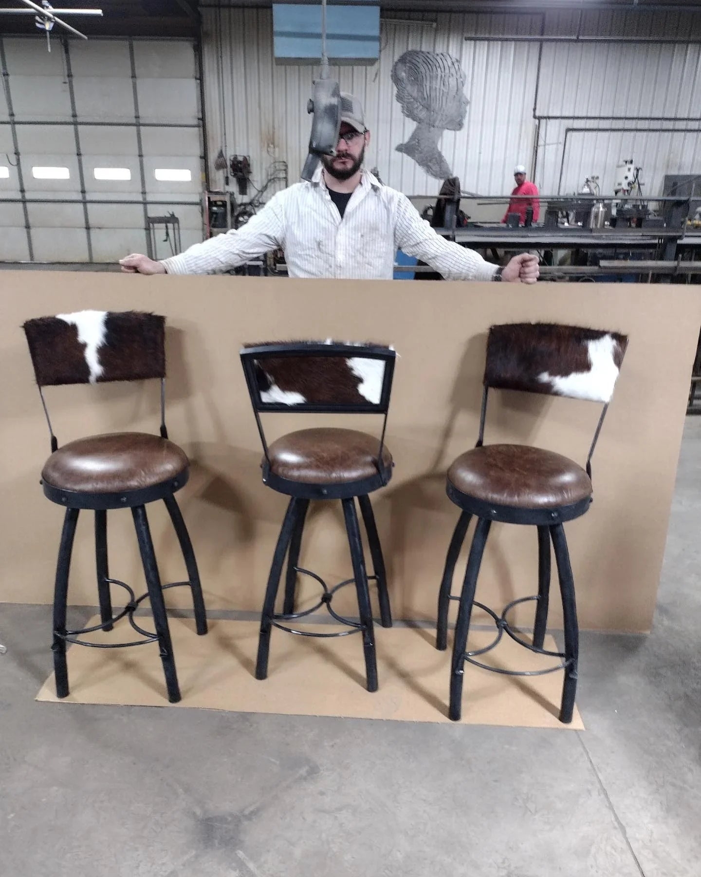 Bar Stool with Iron Frame and Flared Legs Furniture