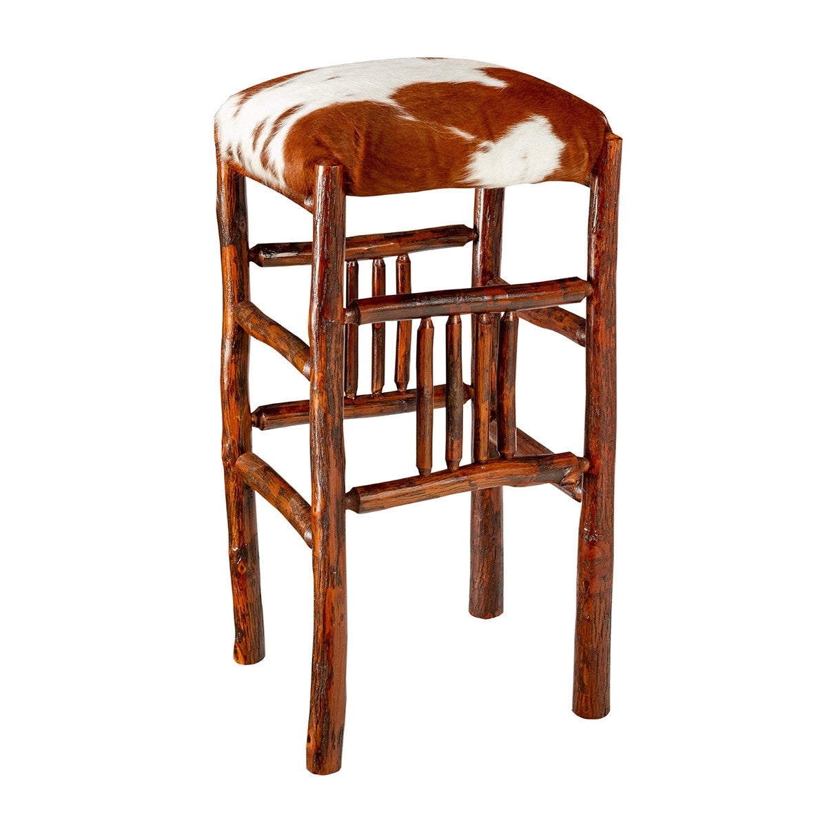 Bar Stool with Log Spindle Base and Lodge Design