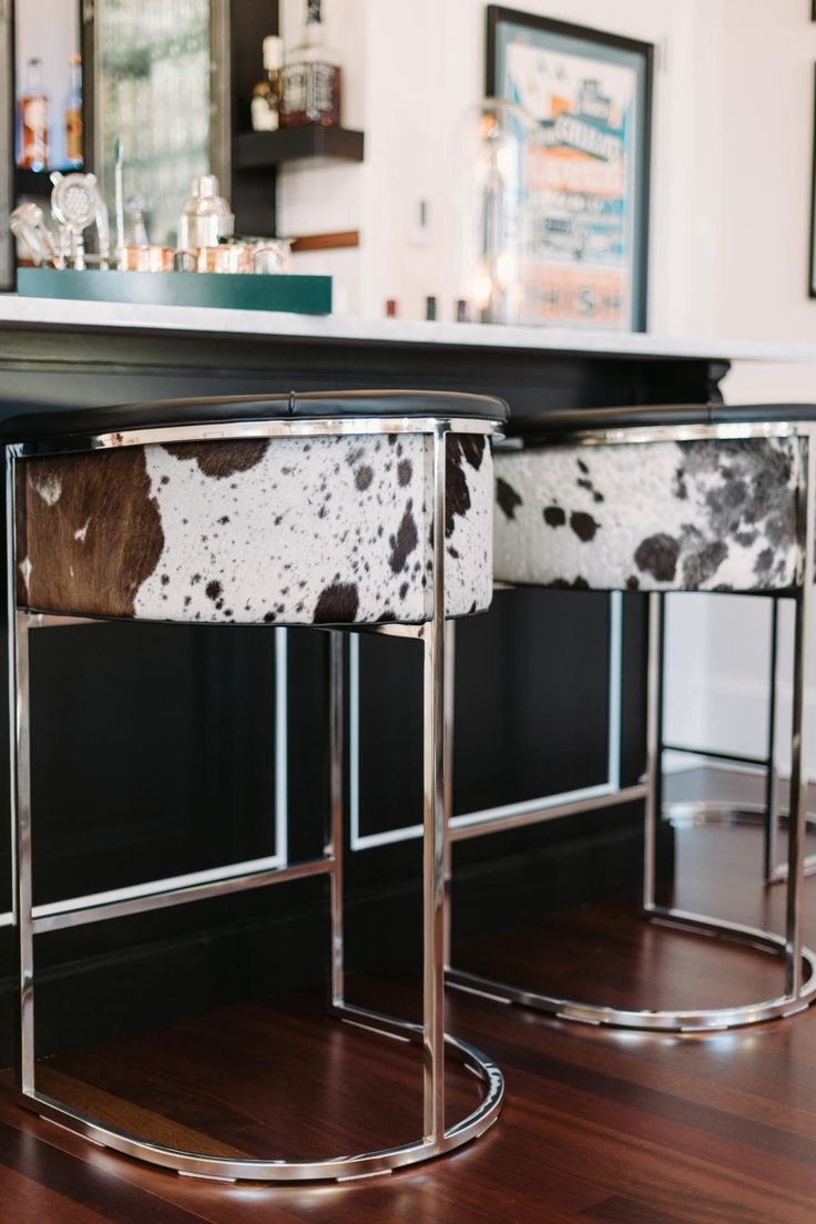 Bar Stool with Polished Chrome Frame and Glam Seating