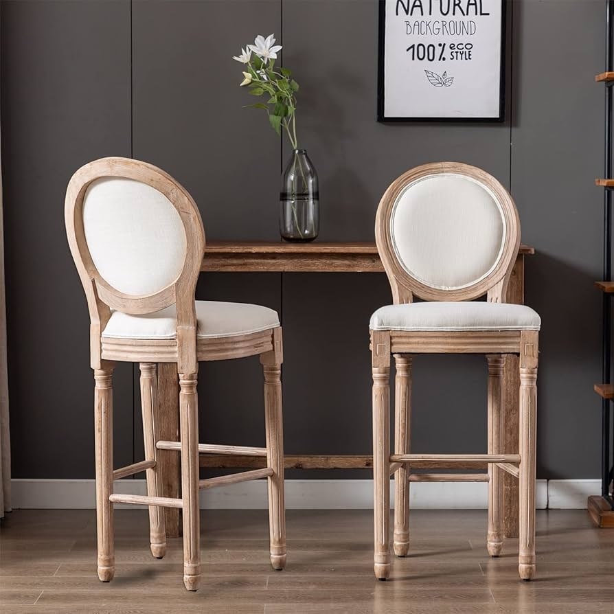 Bar Stool with Rustic Elegant Medallion Back Design