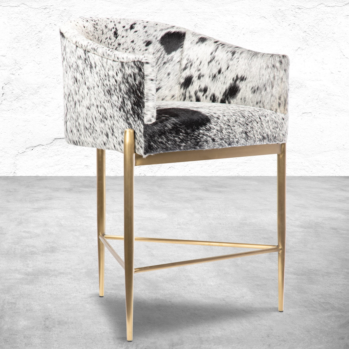 Bar Stool with Triangular Footrest and Art Deco Gold