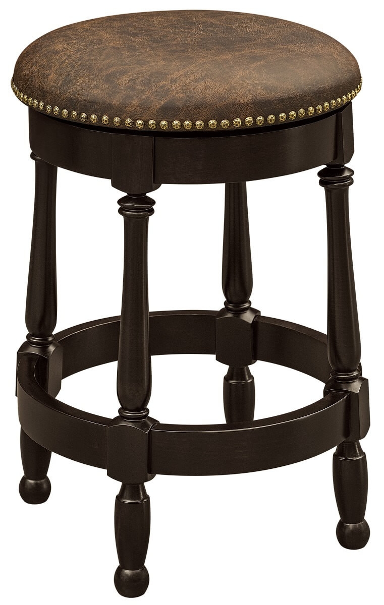 Bar Stool with Turned Legs and Backless Swivel Design