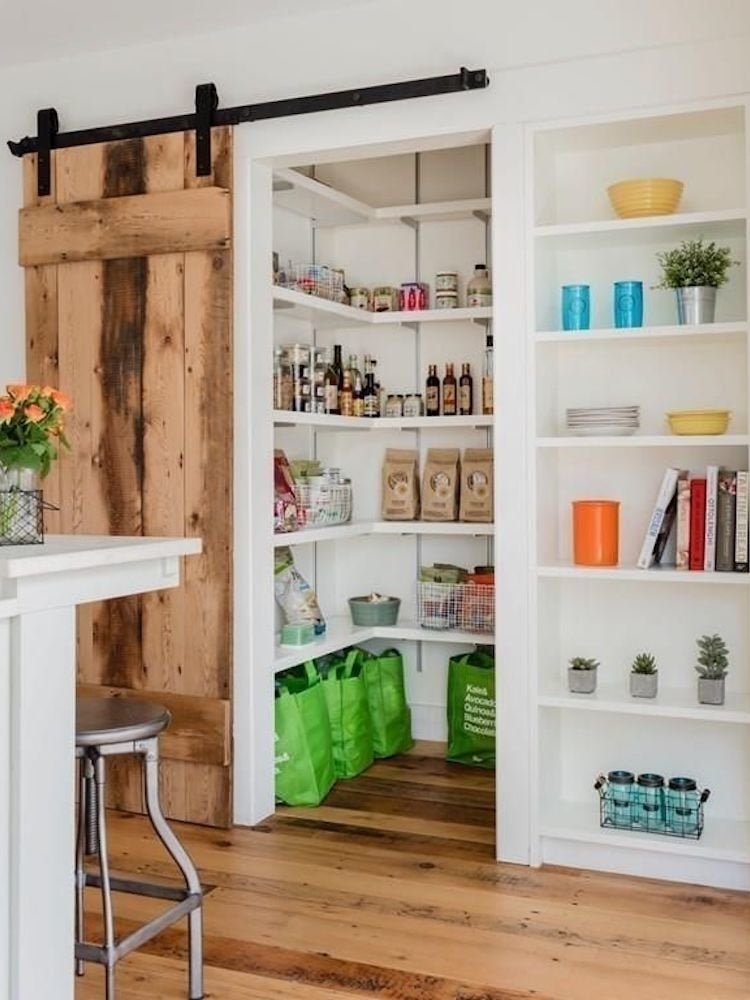 Barn Door with Reclaimed Wood Texture - Sliding Barn Door Pantry