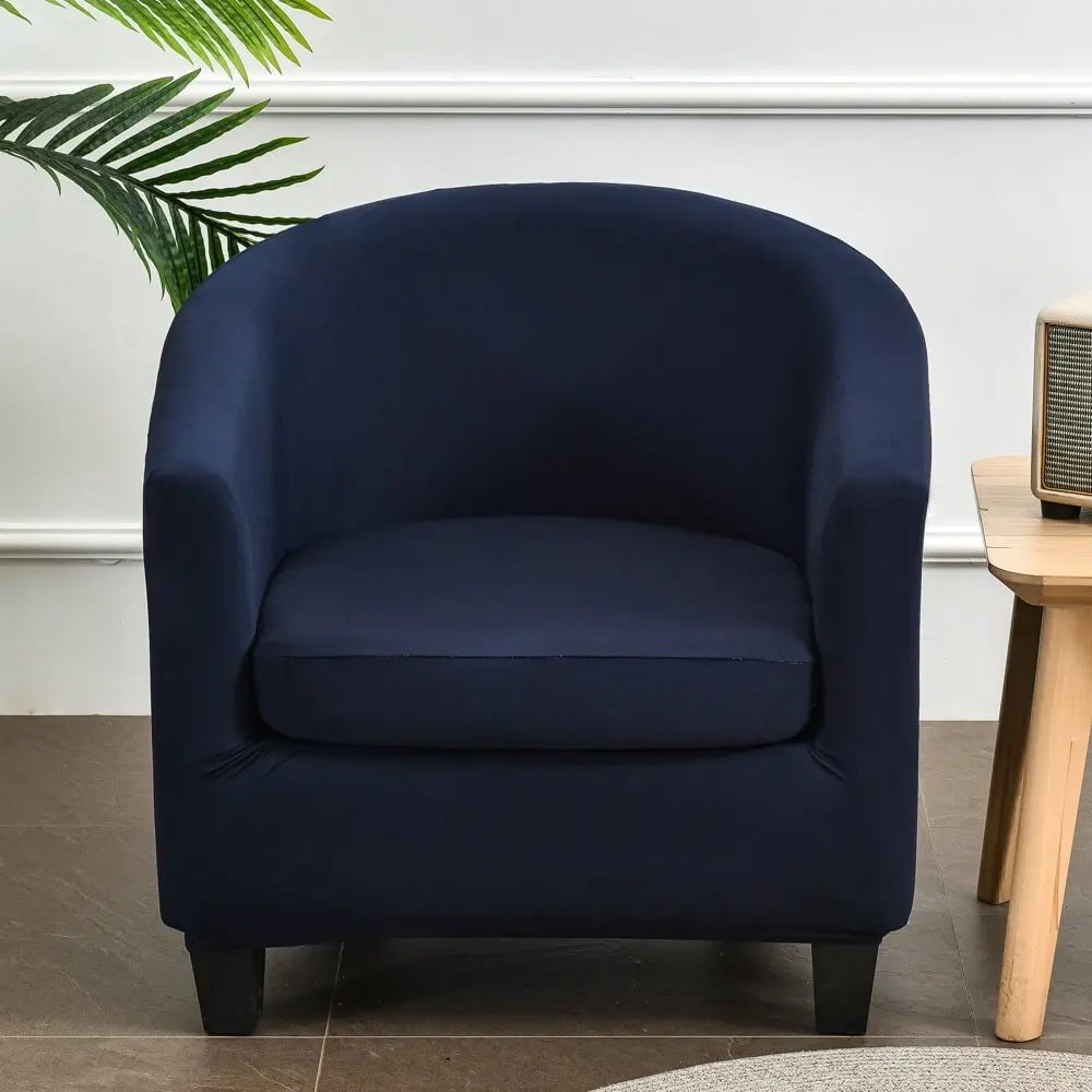 Barrel Chair Navy Blue Slipcover Separate Seat Cushion