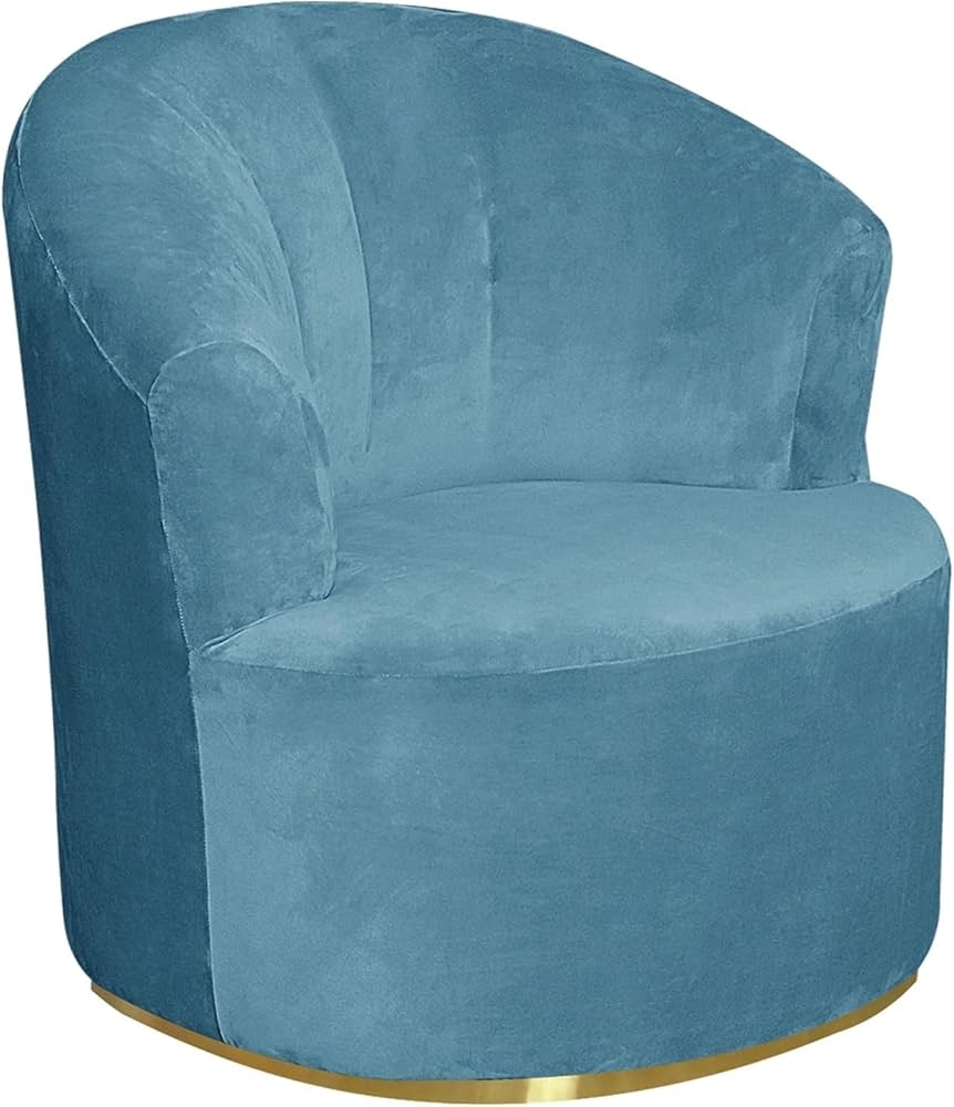Barrel Chair Teal Velvet Gold Swivel Base Modern Seating