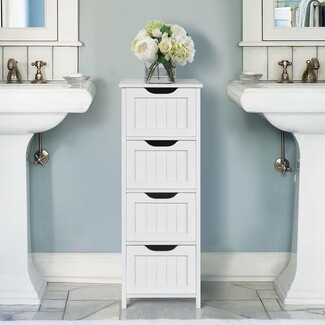 Bathroom Storage Cabinet: Recessed Cutout Handles Tower