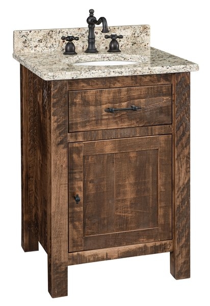 Bathroom Vanity Distressed Wood Single Vanity with Stone