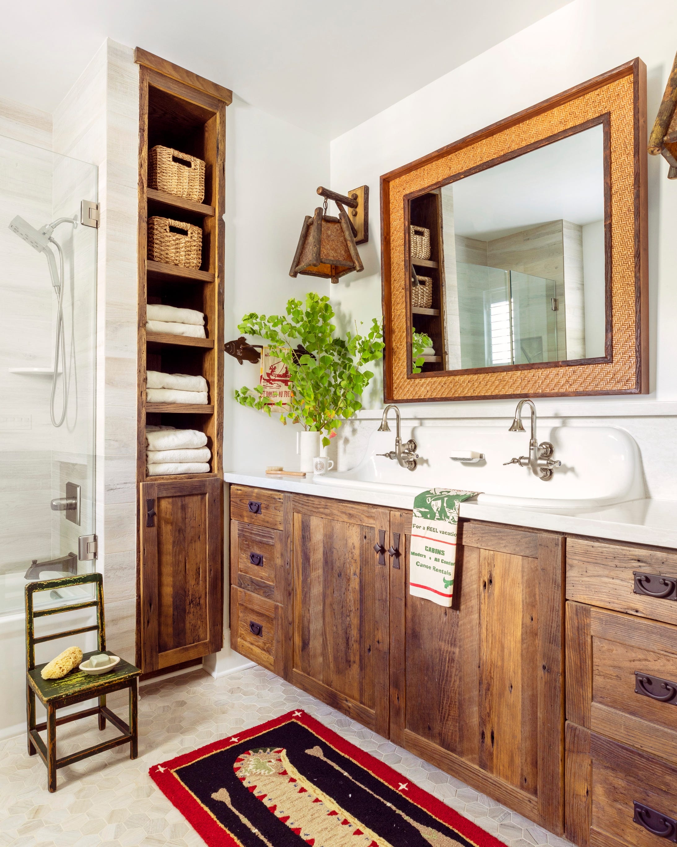 Bathroom Vanity Double Trough Sink Vanity and Wood