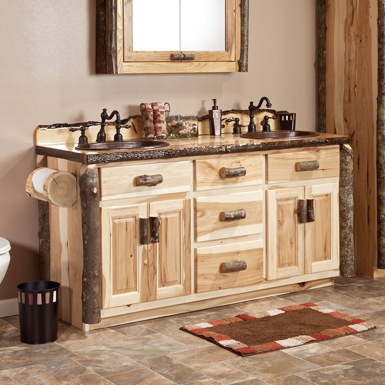 Bathroom Vanity Hickory Construction and Live Edge Bark