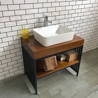 Bathroom Vanity Industrial Black Bathroom Vanity and Slatted Sides