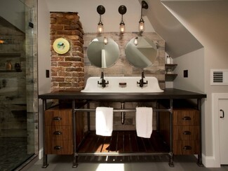 Bathroom Vanity Industrial Trough Sink Vanity and Pipe Frame Base